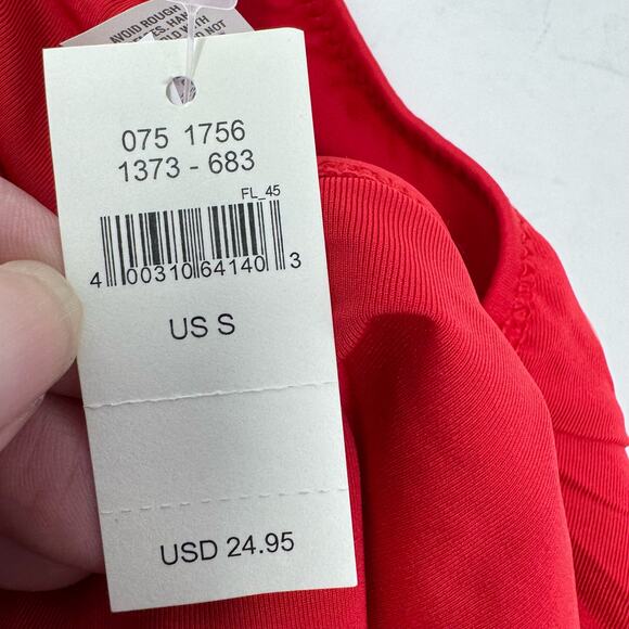 Aerie High Waisted Full Coverage Bikini Bottom Red Retro Side Ruching Size S NEW - Picture 8 of 9
